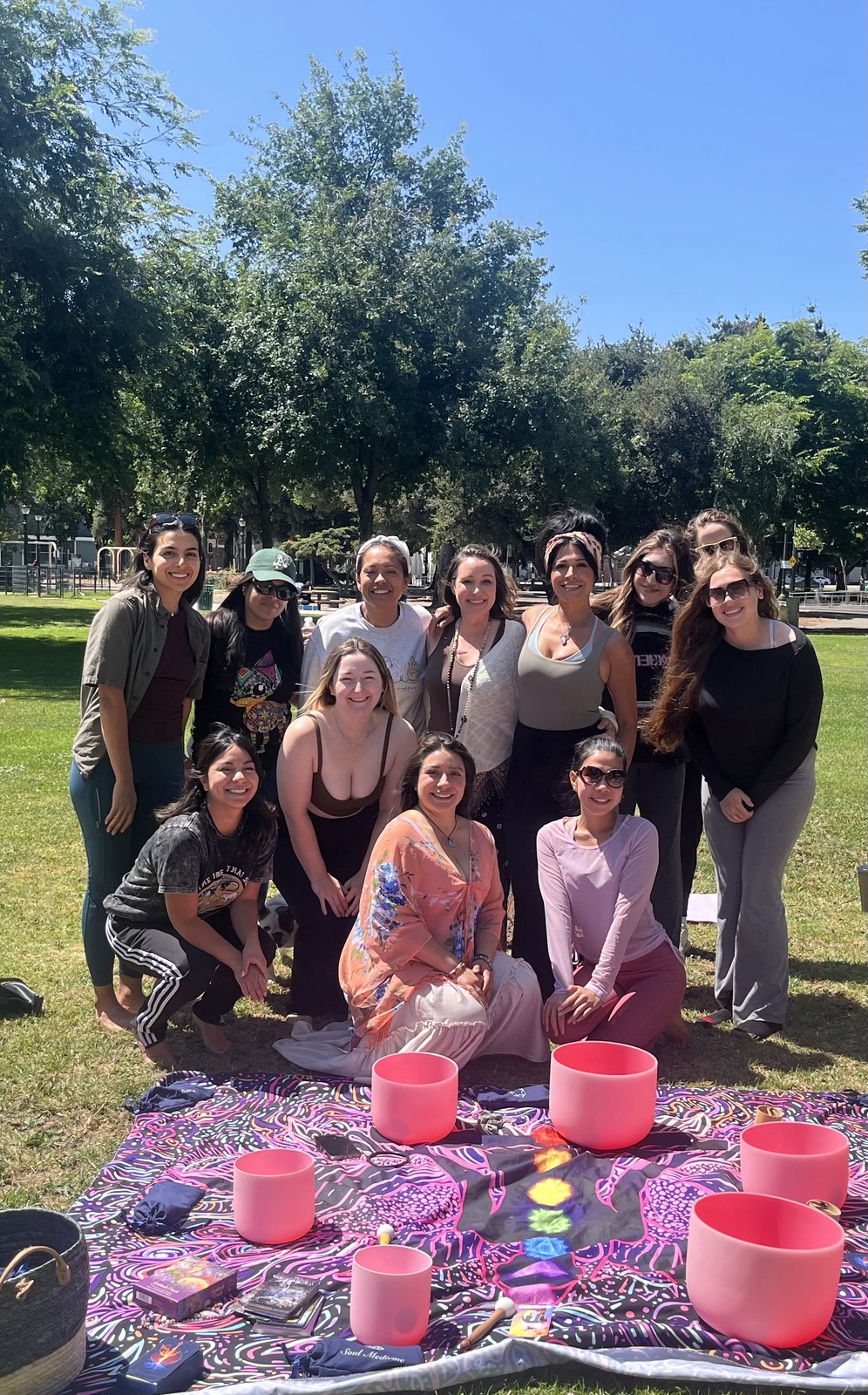 Crystal singing bowl sound healing circle